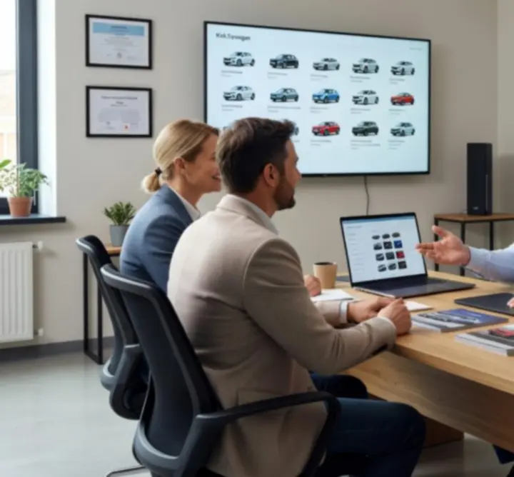 Ilustracja konsultacji online dotyczącej wyboru samochodu