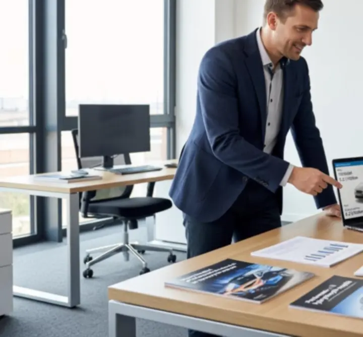 Klient w trakcie wstępnej konsultacji dotyczącej zakupu samochodu