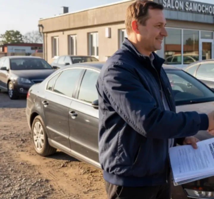 Negocjacje ceny samochodu z dealerem w salonie